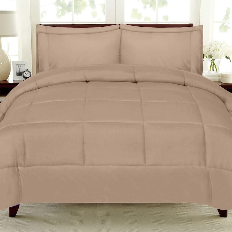 Sweet Home Collection Luxury Solid Bed-In-a-Bag with Sheet Set - Taupe - Queen