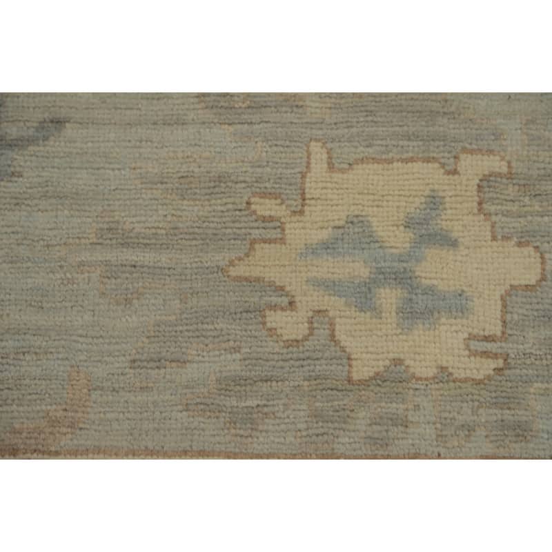 Vegetable Dye Wool Oushak Turkish Area Rug, Floral Geometric Carpet - 11' 8'' X 9' 2''