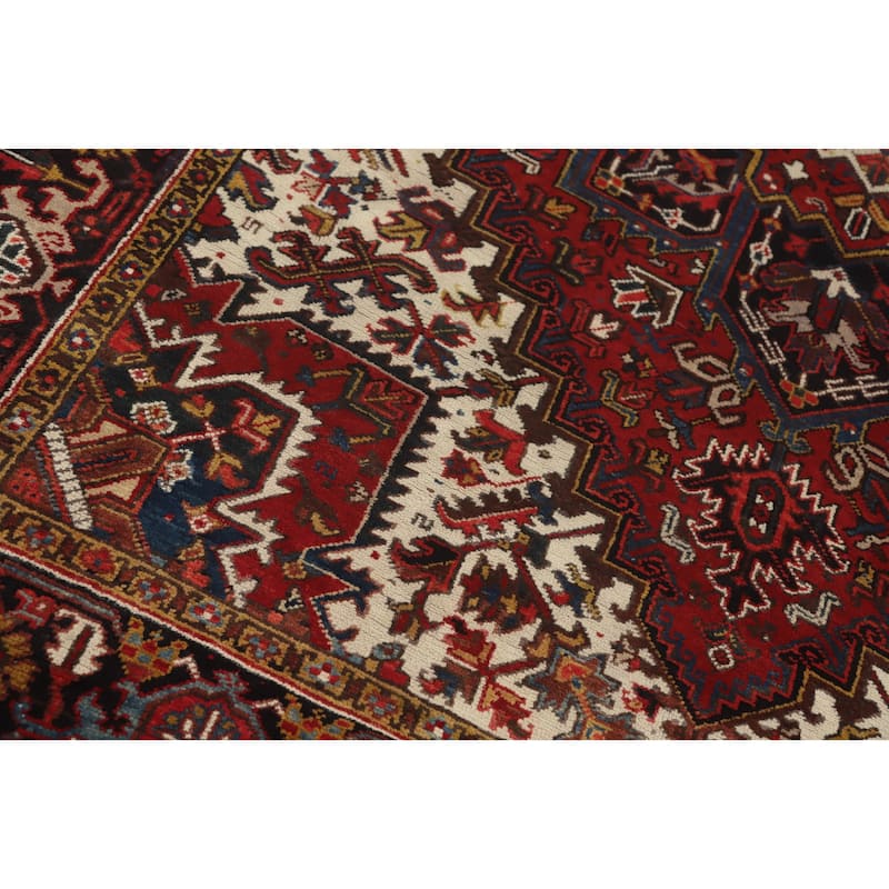 Hand Knotted Oriental 100% Wool Carpet Traditional Medallion Red Heriz Area Rug - 9' 6'' X 7' 0''