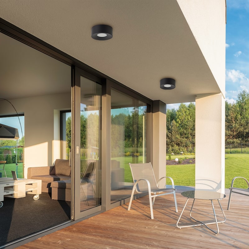 Modern 1-Light Round LED Outdoor/Indoor Ceiling Light with 3000K Warm White for Hallway / Corridor - W5" x H2"