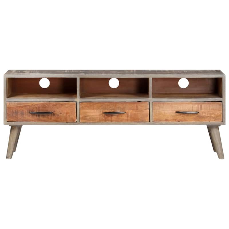 vidaXL TV Stand Gray 51.2"x13.8"x20.1" Solid Rough Mango Wood