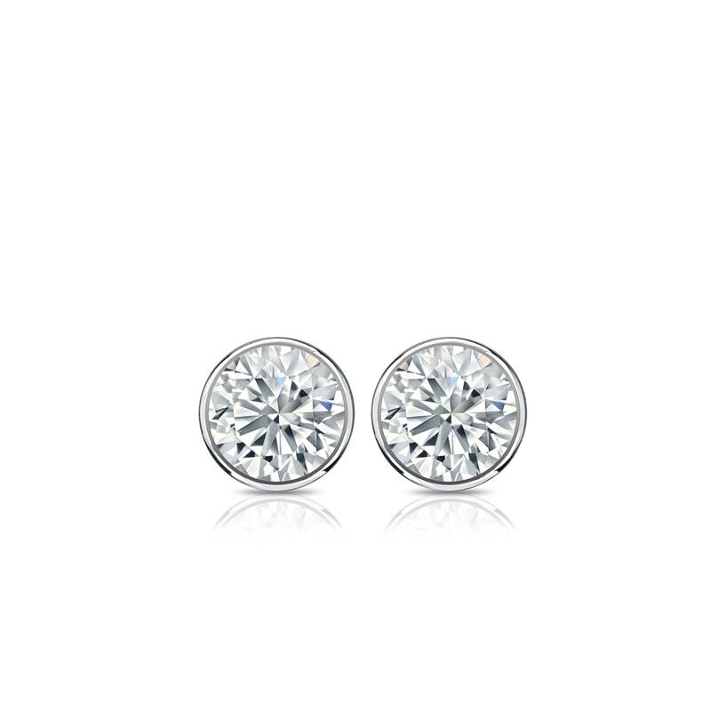 Auriya 14k Gold Lab Grown Round Diamond Stud Earrings 0.50 to 5.00 ct. tw. Bezel Push-Back (F-G VS)