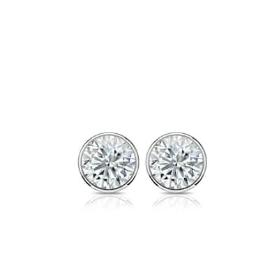 Auriya 14k Gold Lab Grown Round Diamond Stud Earrings 0.50 to 5.00 ct. tw. Bezel Push-Back (F-G VS)