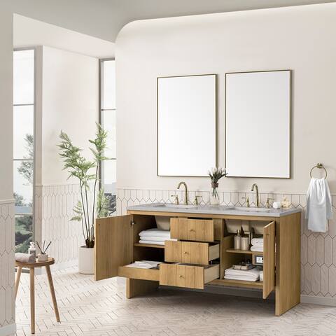 James Martin Vanities Hudson 60 Double Vanity, Light Natural Oak