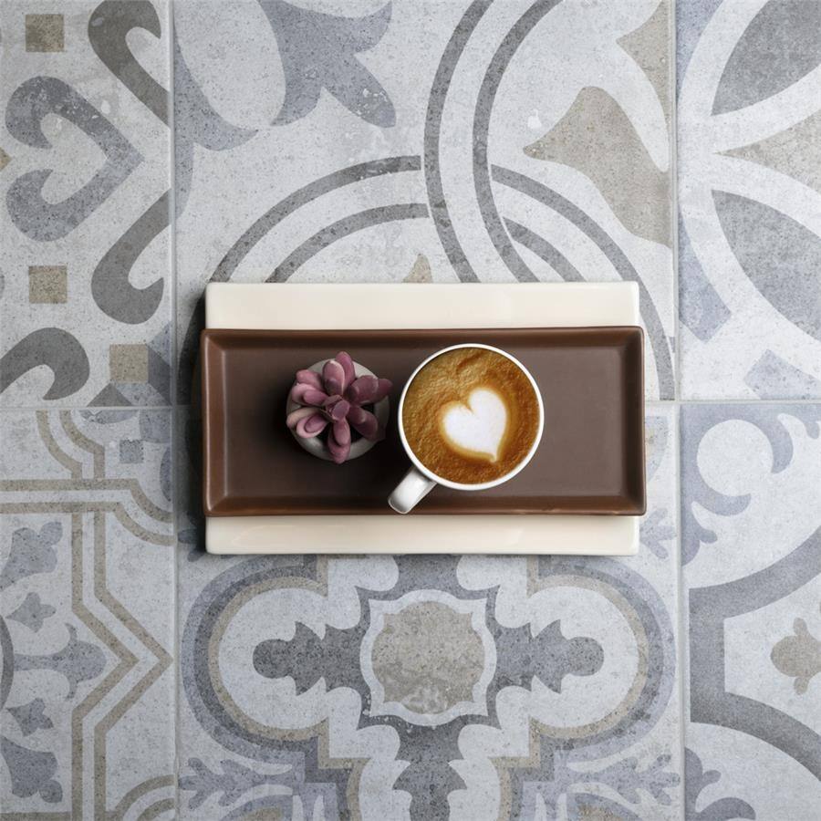 Merola Tile Llanes Perla Sevilla Encaustic 13.13" x 13.13" Ceramic Floor and Wall Tile