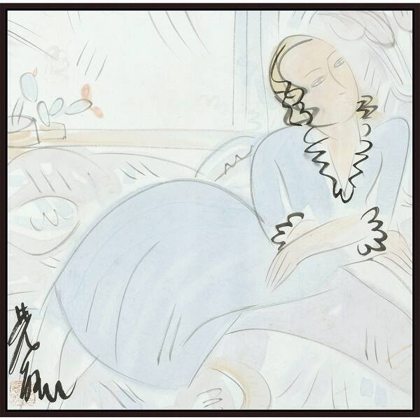 Jeune Femme (Portrait of a Young Lady) by Lin Fengmian Giclee Print Chinese  Painting Cherry Brown Frame Size 18