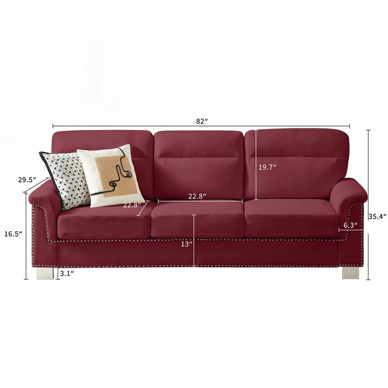 Modern Compressed Snowfleece Fabric 3-Seater Sofa, for Living Room, Bedroom, Office & Entertainment Spaces