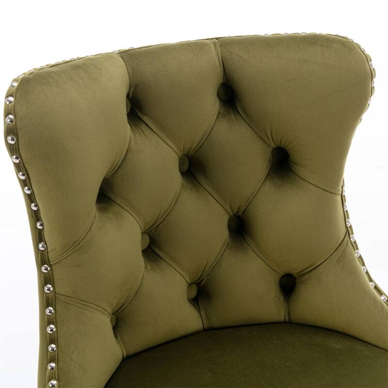 2 Piece Adjustable Swivel Velvet Upholstered Barstool with Chrome Base