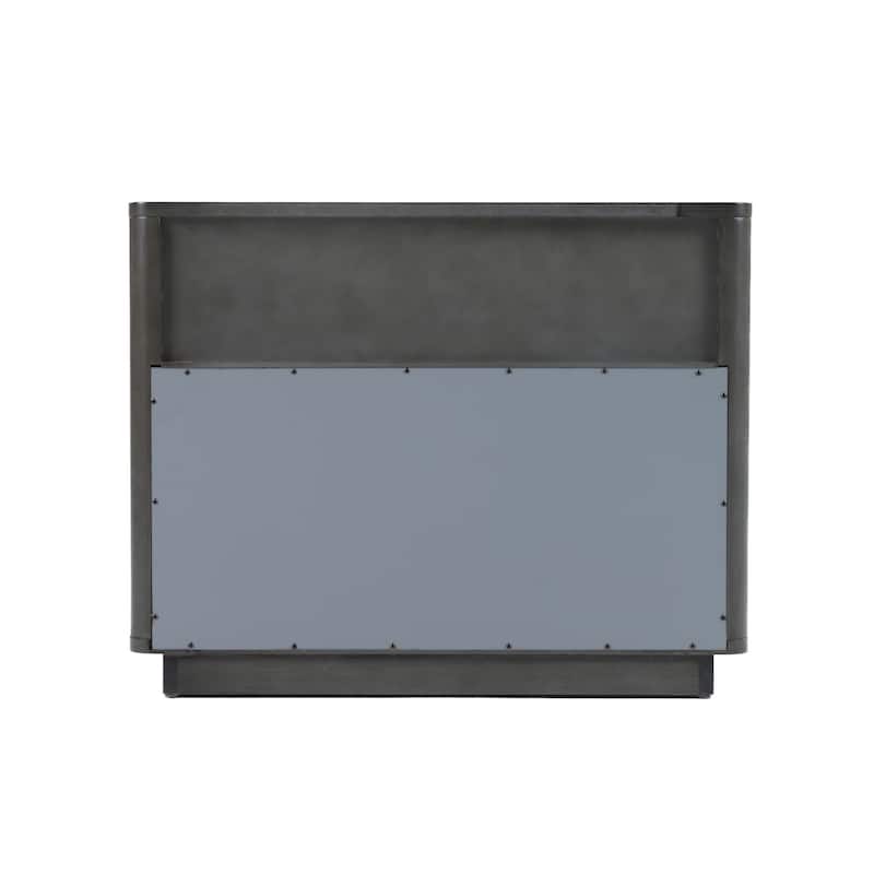 Noe Celia Nightstand, Retro Gray Rubberwood and Faux Wood, 32 Inch