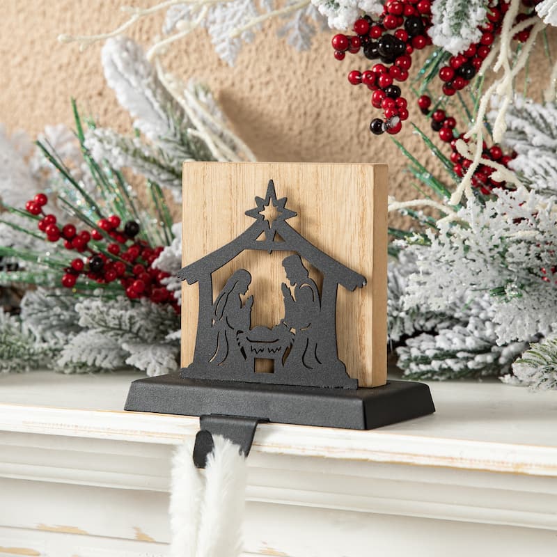 Glitzhome 14.5"L Christmas Metal MERRY CHRISTMAS Stocking Holder