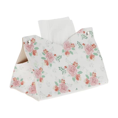 1Pcs Durable Flower Pattern Tissue Box Cover for Living Room Table Desk White Red - White Red