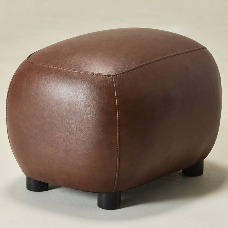 KINWELL 23" Wide Faux Leather Upholstered Ottoman Footrest, PU Entryway Footstool
