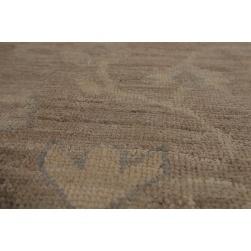 Vegetable Dye Oushak Turkish Rug Handmade Beige Wool Carpet - 8'0"x 9'11"