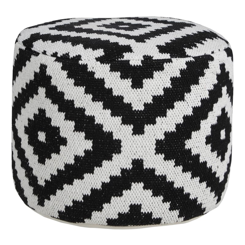 HomeRoots 18" Black Cotton Blend Ottoman
