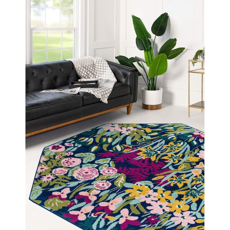 Contemporary Demdence Collection Area Rug - 7'x7' Octagon - Multi