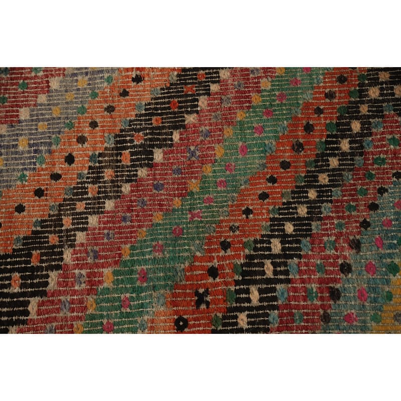 Hand Woven Oriental 100% Wool Carpet Southwestern Tribal Multi-Colored Kilim Area Rug - 9' 2'' X 5' 8''