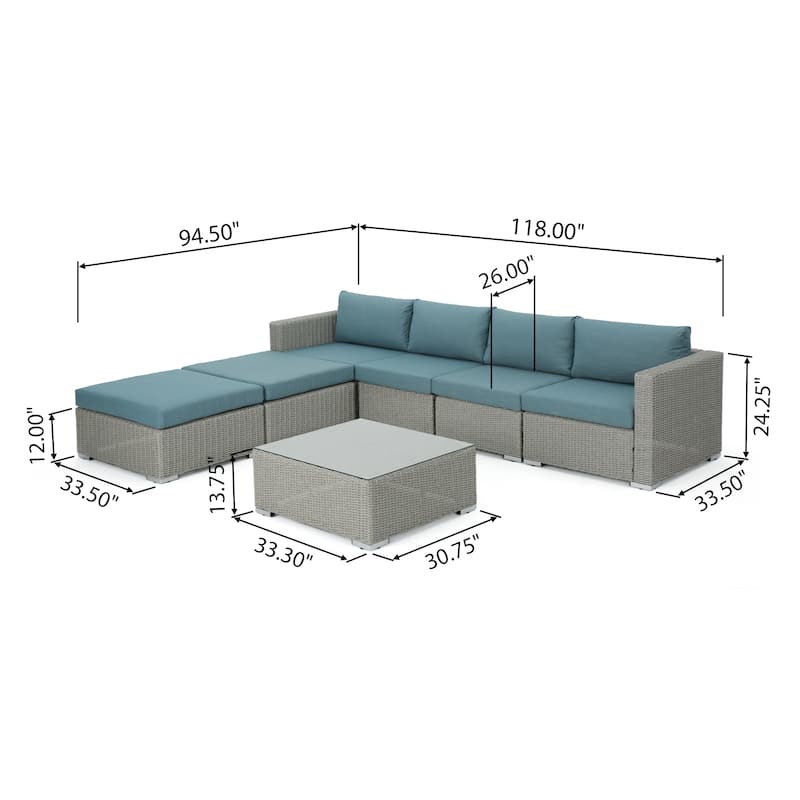 Santa Rosa Outdoor 7-piece Wicker Sectional Sofa Set with Cushions by Christopher Knight Home