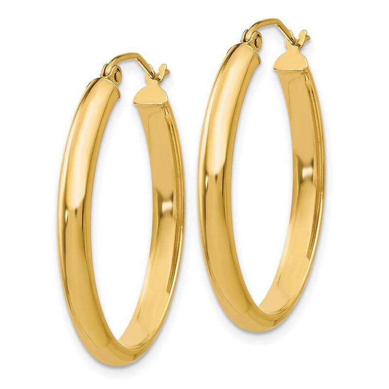 Curata 10k Yellow Gold Polished Oval Hoop Earrings - 30x22mm