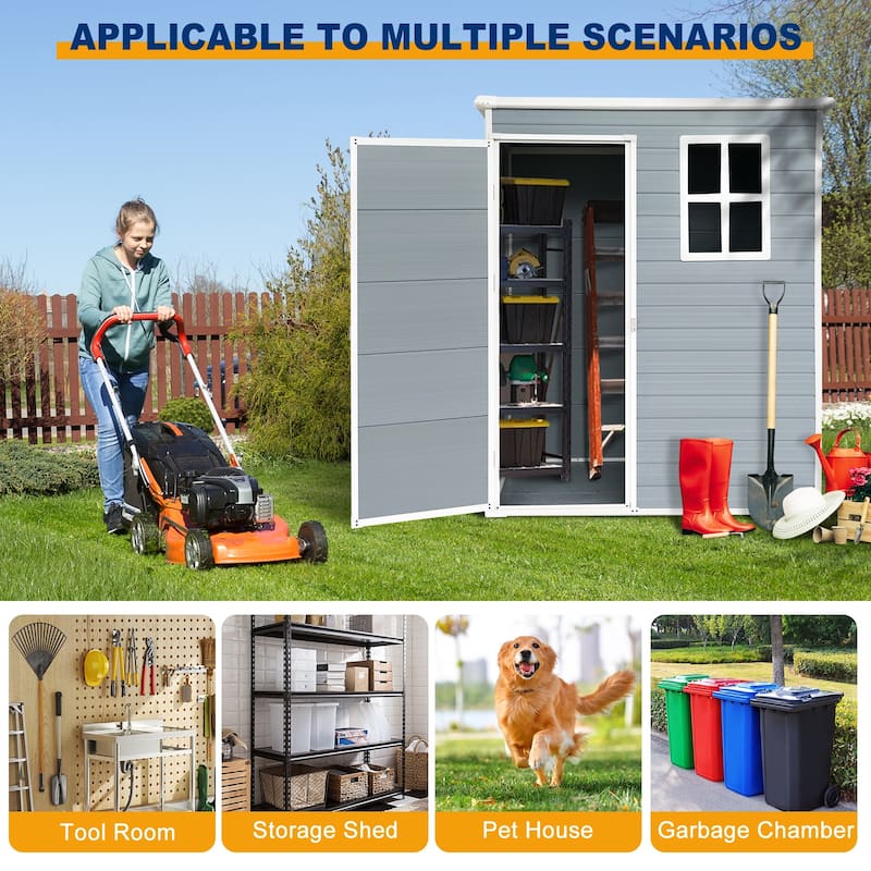Tool Storage Shed with Lockable Door Weather-Resistant Resin Garden Shed, All-weather Durability for Outdoor