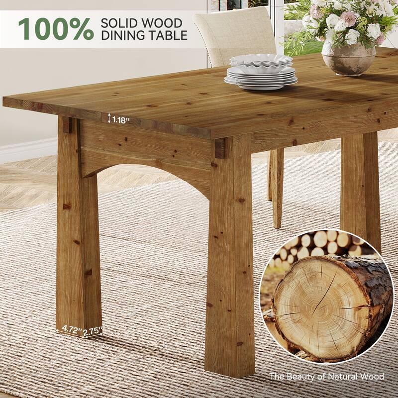 63-inch Solid Wood Dining Table for 6