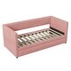 preview thumbnail 5 of 9, Upholstered Twin Size Daybed with Storage for Living Room, Corduroy Fabric Wooden Bedframe w/2 Drawers & Wood Slat Support, Pink