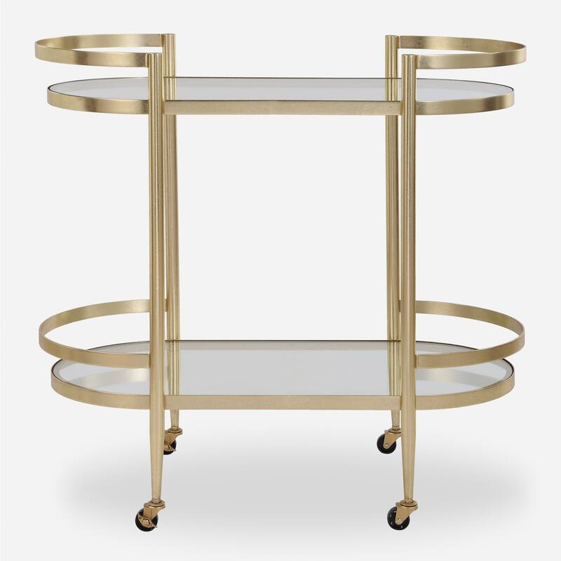 Uttermost Isabelle Gold Bar Cart - 30" H x 33.5"W x 17.75" D