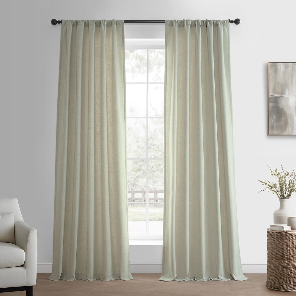 Exclusive Fabrics Basic Faux Linen Curtain Pair - 2 Panels - Light Filtering Window Curtains