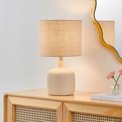 KAWOTI 17.75 inch White Ceramic Table Lamp - W10" * H17.75"