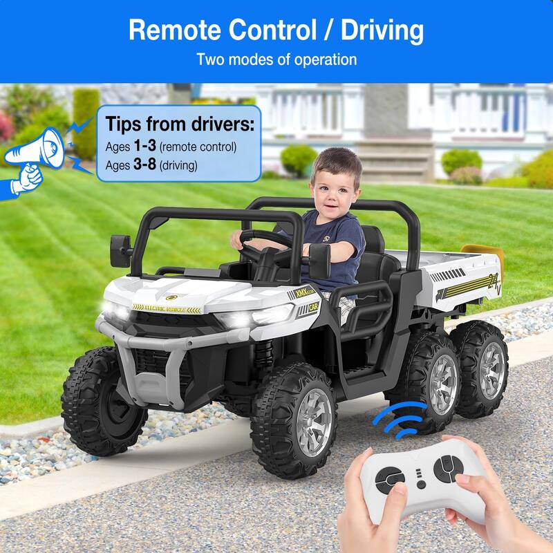 24V 2-Seater Ride-On Dump Truck For Kids With Remote Control