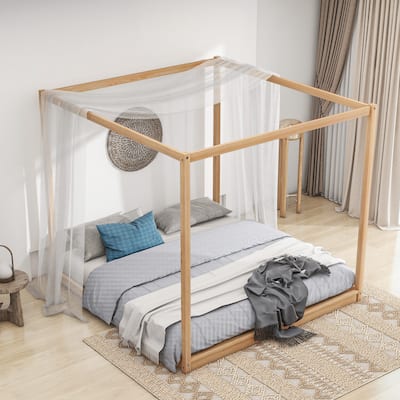 King Size Canopy Platform Bed with Support Legs