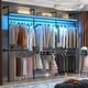 preview thumbnail 17 of 22, Industrial Pipe Clothing Rack, Reversible 118.3'' Garment Rack with LED Lights& Shelves for Walk-in Closet Grey Oak