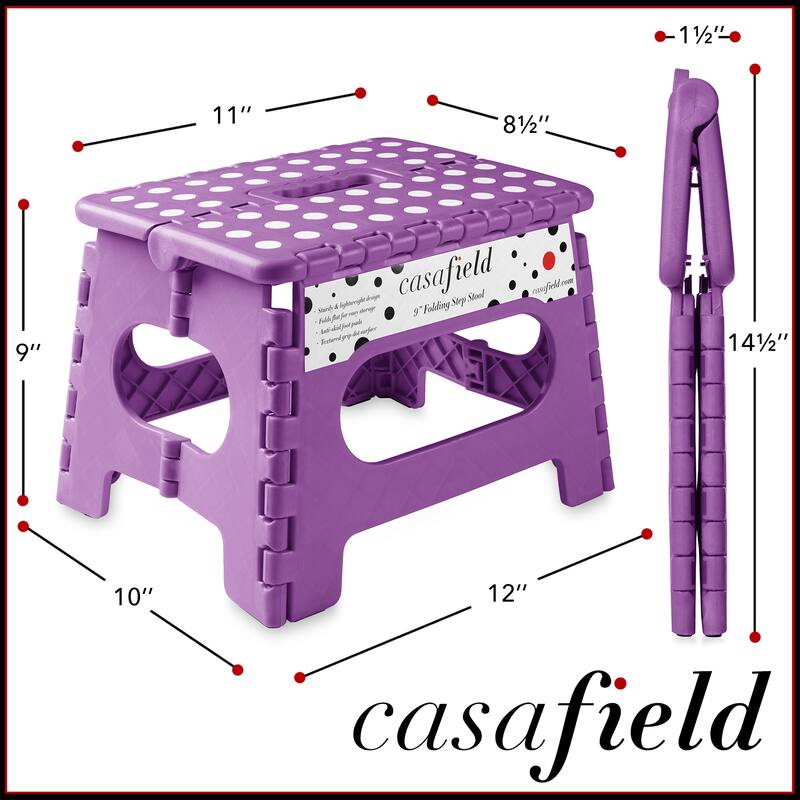 9in Folding Step Stool w Handle Set of 2 for AdultsKids Purple - 2 Pack - 9"