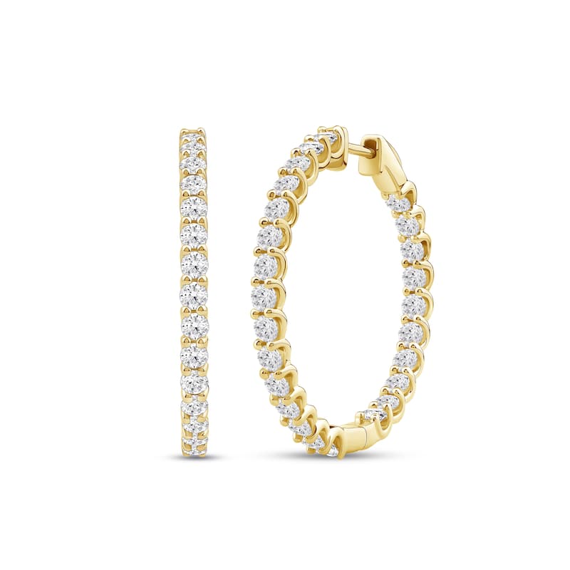 Lab Grown 4ct TDW Diamond Inside Out Hoop Earrings in 14k Gold for Women