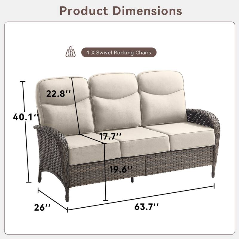 Pocassy Outdoor Wicker Patio Sofa with Swivel Chair Ottoman Sets