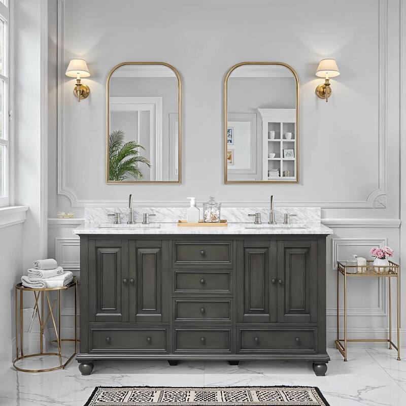 Avanity Thompson 60 in. Double Sink Bathroom Vanity with Carrara Marble Top - 61"W x 22"D x 35"H