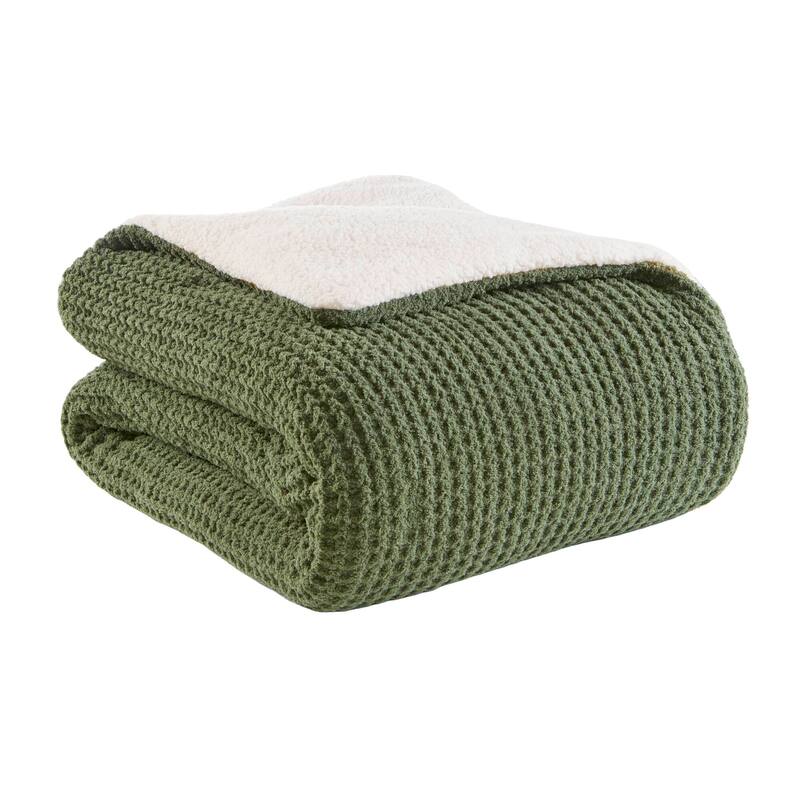 2 Pieces Twin Cable Knit Chenille Comforter Set