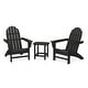 preview thumbnail 7 of 14, POLYWOOD Vineyard 3-Piece Adirondack Set with South Beach 18-inch Side Table Black