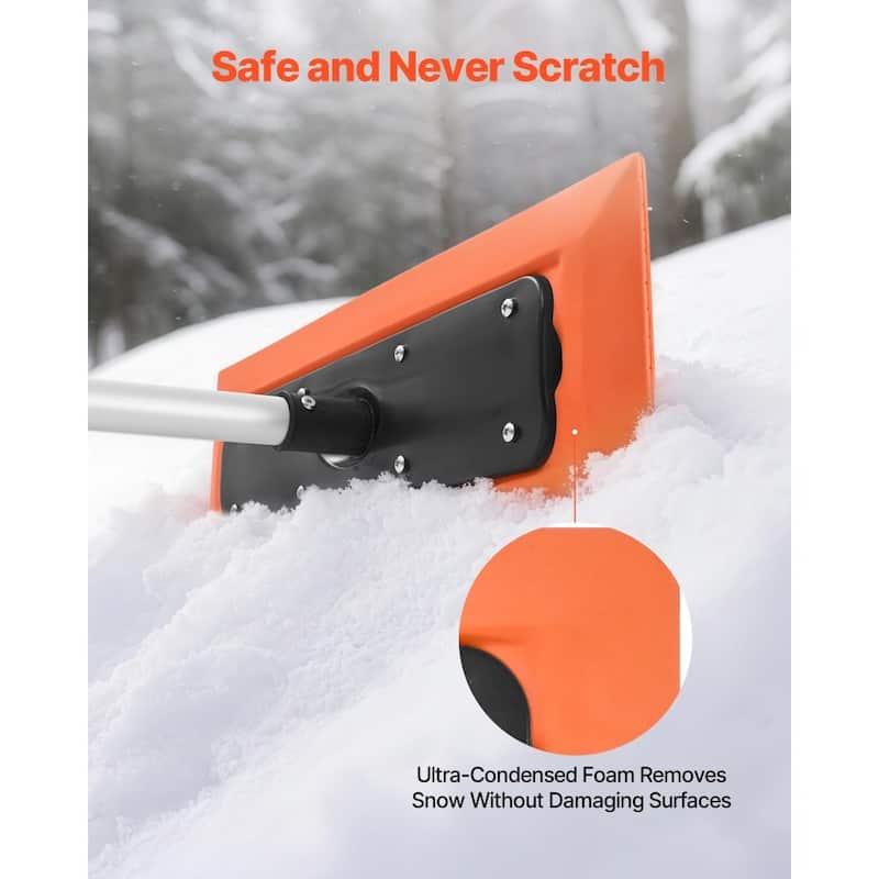 Lightweight Roof Snow Rake 17.7-Inch Foam Blade with Long Aluminum Handle for Easy Clearing - 47.24” x 17.72” x 6.50”