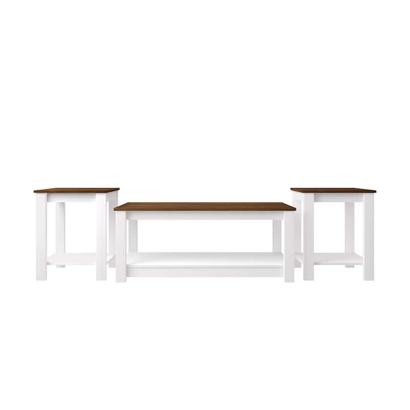 CraftPorch Classic 3- Pieces Coffee Table Set - White