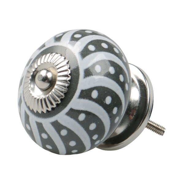 Ceramic Knobs Vintage Knob Drawers Round Pull Handle Furniture Cupboard Wardrobe Dresser Door Decorative, Gray - 1pcs