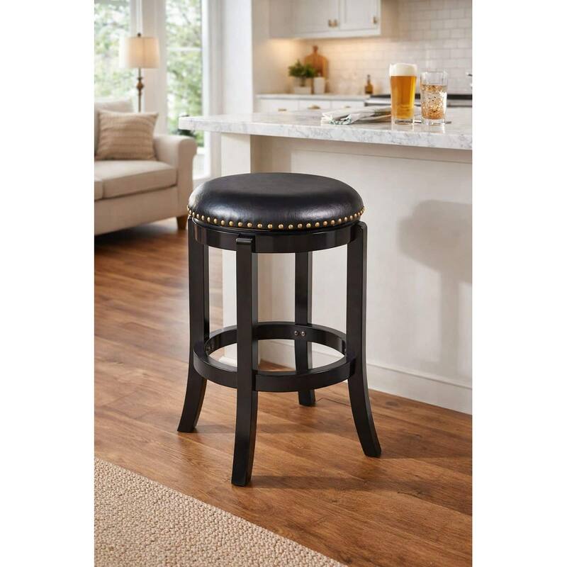 Cordova Black Swivel Counter Height Bar Stool - Black