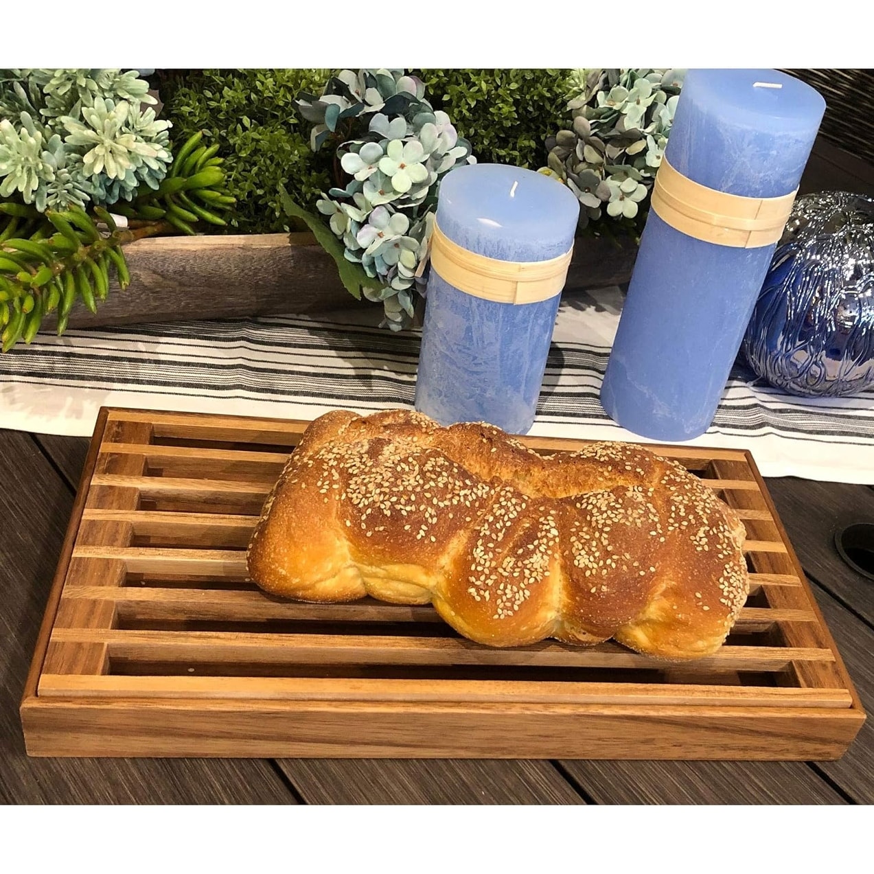 Nesting Bread Board with Crumb Catcher, Acacia Wood