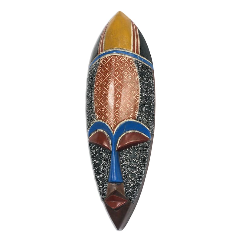 Novica Handmade Feminine Patterns African Wood Mask