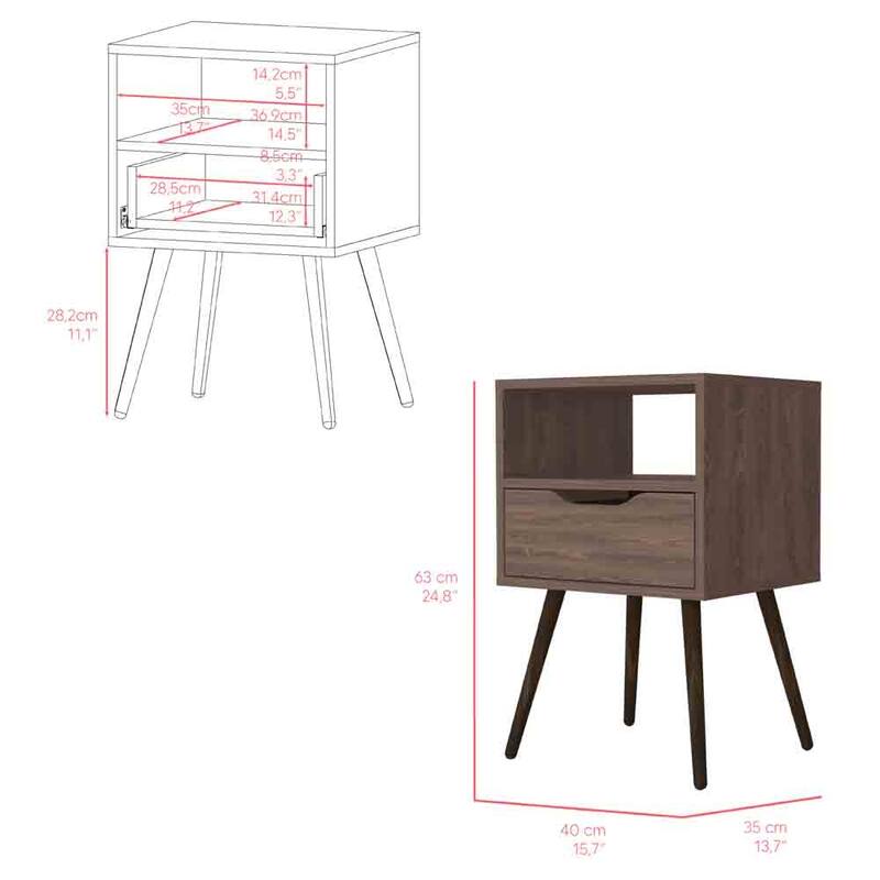 Nightstand Fugaz,Open Shelf,Single Drawer，for Living Room,and Dining Room