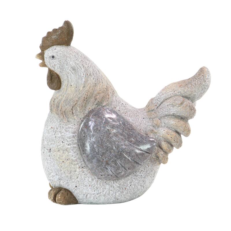 Gray Polystone Indoor Outdoor Chicken Decorative Garden Sculpture