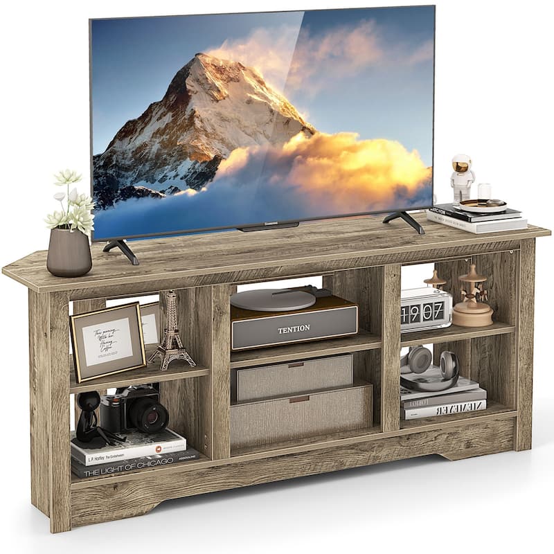 Costway 58" TV Stand with 6 Open Storage Shelves Shelf for 18 inch - See Details