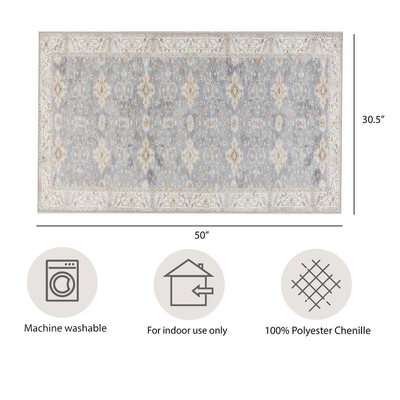Creative Home Ideas Washable Skid-Resistant Chenille Rug