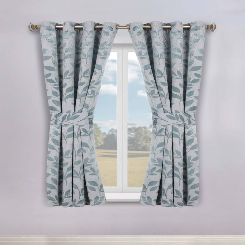 Superior Leaves Machine Washable Room Darkening Grommet With Ties Blackout Curtains, Set of 2