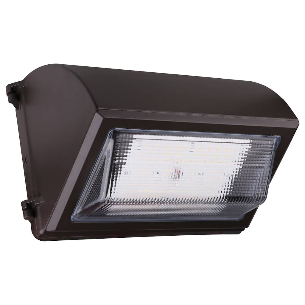 Emergency LED Cutoff Wall Pack CCT Selectable 3K/4K/5K Wattage Adjustable Bypassable Photocell 120-277 Volt - Bronze