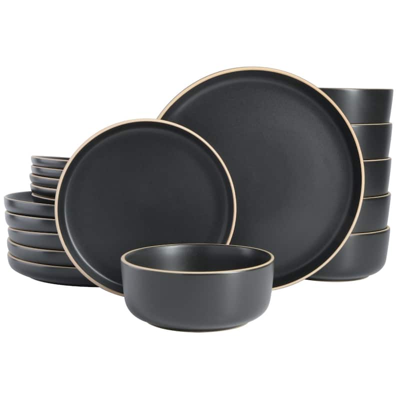Gibson Home Zuma 18 Piece Dinnerware Set - Black